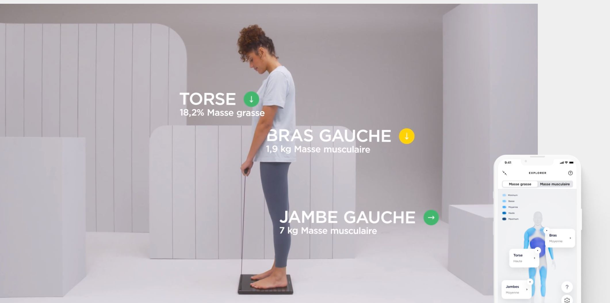 Vue d'une personne utilisant le body scan de Withings